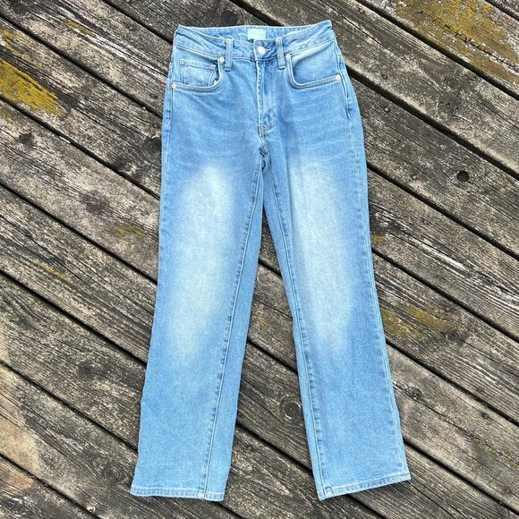 Articles of Society Aura Blue The Village Cropped Mid Rise Straight Jeans Sz 00 - Picture 1 of 7